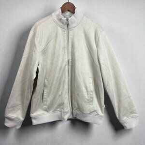 DKNY Mens Large Tan Zip Bomber Jacket Ribbed Trim Pockets NWT